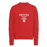 PRADA UMB223 男士红色 羊毛和羊绒圆领毛衣