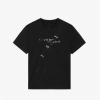 GIVENCHY BW707Z3Z51 女士黑色 GIVENCHY LOGO 视觉陷阱效果 T恤