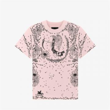 GIVENCHY BW707Z3Z62 女士粉色 哥特式印花 T恤