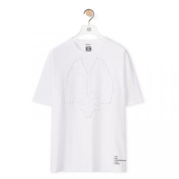 LOEWE H526Y22J14 男士白色 棉质小象刺绣 T恤
