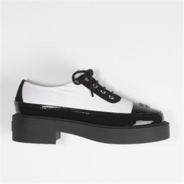 CHANEL G38081 女士白色拼黑色 系带鞋