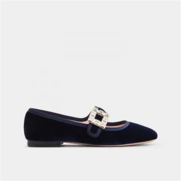 RogerVivier RVW44931980CFEU800 女士黑色 Très Vivier 钻扣天鹅绒芭蕾舞鞋