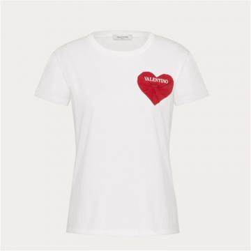 VALENTINO WB3MG14D6JRA33 女士白色 AMORE 2021 刺绣平纹针织 T恤