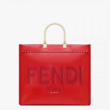 FENDI 8BH386AHNVF0XVW 女士红色 FENDI 中号阳光购物手提袋