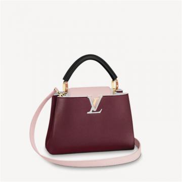 LV M51082 女士酒红色拼粉色 CAPUCINES 中号手袋 