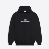 BALENCIAGA 600583TKVI81070 男士黑色 BB Pixel 中等剪裁 Hoodie 连帽衫