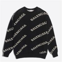 BALENCIAGA 555273T14711070 男士黑色 提花品牌标识圆领毛衣