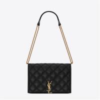 YSL 6507691D3191000 女士黑色 BECKY 迷你方形绗缝小羊皮链条包