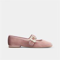 RogerVivier RVW44931980AQPM203 女士粉色 Très Vivier 钻扣天鹅绒芭蕾舞鞋