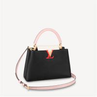 LV M57901 女士黑色拼粉色 CAPUCINES 中号手袋 