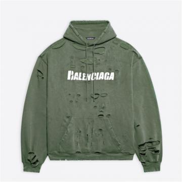 BALENCIAGA 659403TKVB63011 男士绿色 Destroyed 连帽衫