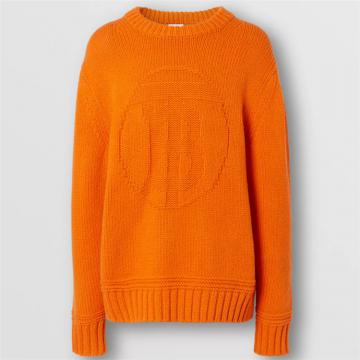 BURBERRY 80389911 男士橘色 专属标识图案羊毛混纺针织衫