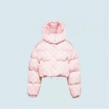 MIUMIU ML721 女士雪粉色 印花尼龙羽绒外套