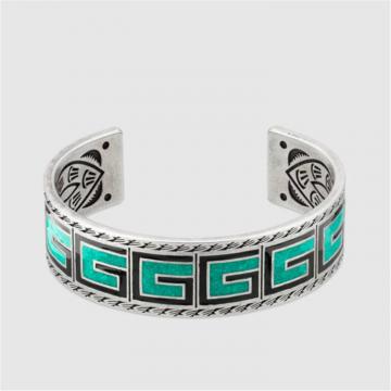 GUCCI 645567 男士浅蓝色 珐琅 G 手镯