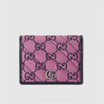GUCCI 466492 女士粉色 GG Multicolor GG Marmont 卡包