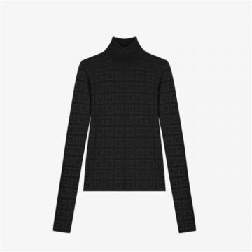 GIVENCHY BW90DK4ZAQ 女士黑色 4G LOGO 提花修身针织衫