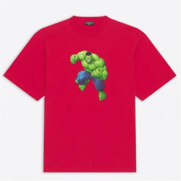 BALENCIAGA 676589TLV596405 男士红色 Hulk2021MARVEL Oversize T恤