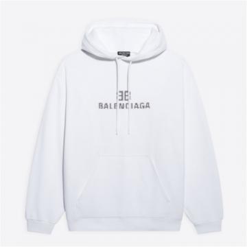 BALENCIAGA 600583TKVI89040 男士白色 BB Pixel 中等剪裁 Hoodie 连帽衫