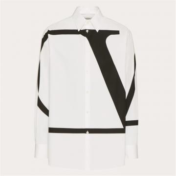 VALENTINO WV3ABA957KJA01 男士白色 VLogo Signature 印花棉质衬衫