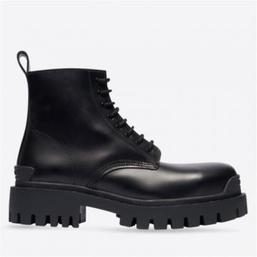 BALENCIAGA 589338WA9601000 男士黑色 Strike Lace-Up 靴子