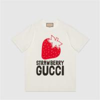 GUCCI 615044 女士白色 “Strawberry Gucci”印花棉质 T恤