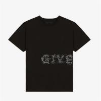 GIVENCHY BM71733Y6B 男士黑色 超大版型 GIVENCHY 钩刺网复古 T恤