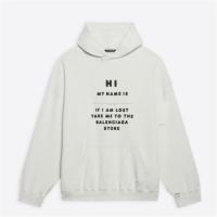 BALENCIAGA 651799TKVF29081 男士白色 Hi My Name Is Boxy Hoodie 连帽衫