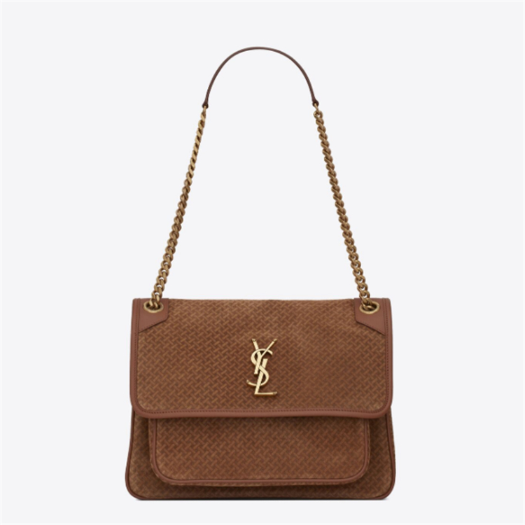 YSL 63317825F2W2782 女士棕色 NIKI MEDIUM IN CRINKLED VINTAGE SUEDE