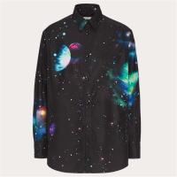 VALENTINO WV3CIA997KEU03 男士黑色 Galaxenctric 印花尼龙衬衫