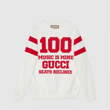 GUCCI 662081 男士白色 Gucci 100 特别系列棉质卫衣