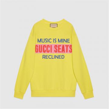 GUCCI 617964 男士黄色 Gucci 100 特别系列棉质卫衣