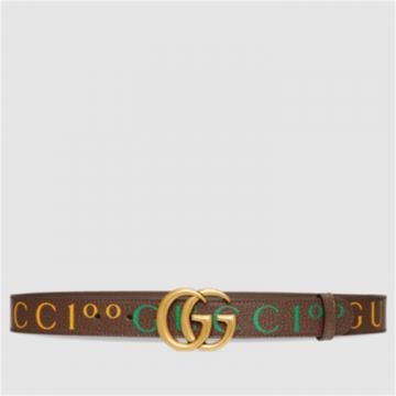 GUCCI 414516 男士棕色 Gucci 100 特别系列 双G 带扣腰带