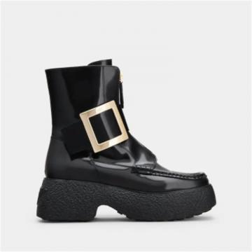 RogerVivier RVW64231710MRKB999 女士黑色 Viv' Rangers 金属扣皮靴