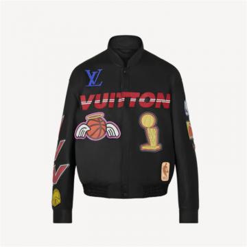 LV 1A90P3 男士黑色 LVXNBA LOGOS HERO 皮革夹克