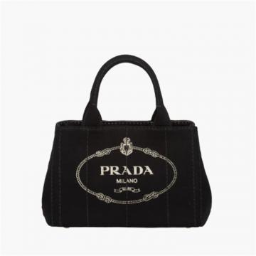 PRADA 1BG439 女士黑色 徽标织物手提包