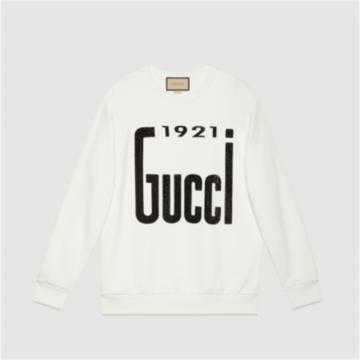 GUCCI 617964 女士白色 水晶“1921 Gucci”印花卫衣
