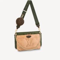 LV M58977 女士军绿色拼米色 MAXI MULTI POCHETTE ACCESSOIRES 手袋