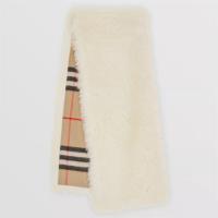 BURBERRY 80472681 女士典藏米色 双面两用格纹羊绒与马海毛混纺围巾