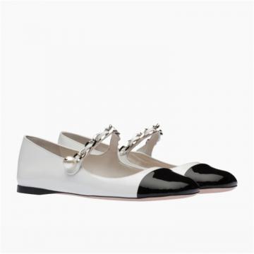MIUMIU 5F653D 女士白色 漆皮芭蕾平底鞋