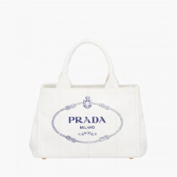 PRADA 1BG439 女士白色 徽标织物手提包 