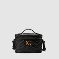 GUCCI 672253 女士黑色 GG Marmont 中号化妆包