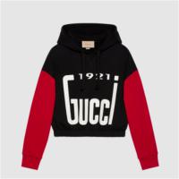 GUCCI 671507 女士黑色 “1921 Gucci”印花棉质卫衣