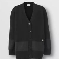 BURBERRY 80449071 女士黑色 专属标识装饰图案羊毛混纺宽松开衫