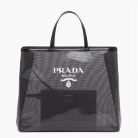 PRADA 1BG416 女士黑色 亮片装饰网眼托特包 