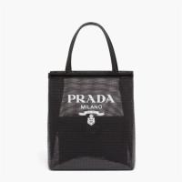 PRADA 1BG417 女士黑色 亮片装饰网眼小号托特包