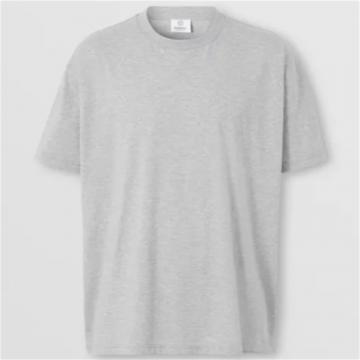 BURBERRY 80488521 男士浅麻灰色 专属标识条纹印花棉质宽松 T恤衫