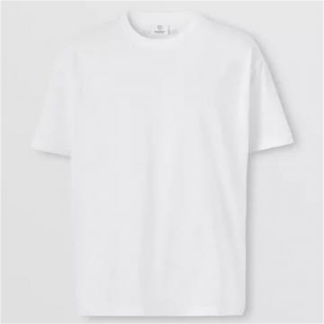 BURBERRY 80488501 男士白色 专属标识条纹印花棉质宽松 T恤衫