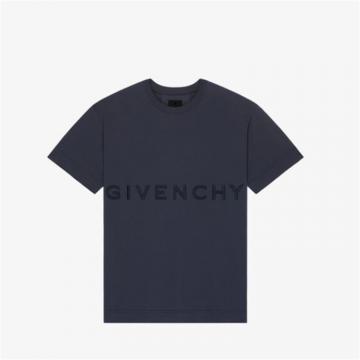 GIVENCHY BM716B3Y6B 男士蓝色 4G LOGO 刺绣修身 T恤