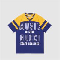 GUCCI 677419 男士紫色拼黄色 Gucci 100 棉质 T恤