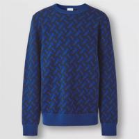 BURBERRY 80481121 男士皇家蓝色 专属标识羊毛提花针织衫